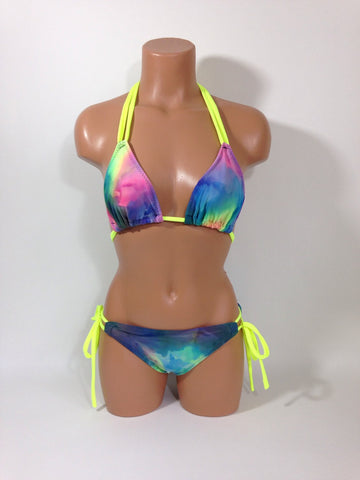 Rainbow tie top dye bikini