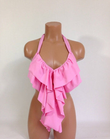 Women's Long ruffle Bathing Suit top MORE COLORS
