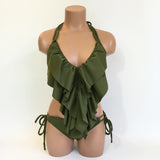 Women's Long Ruffle Bathing Suit