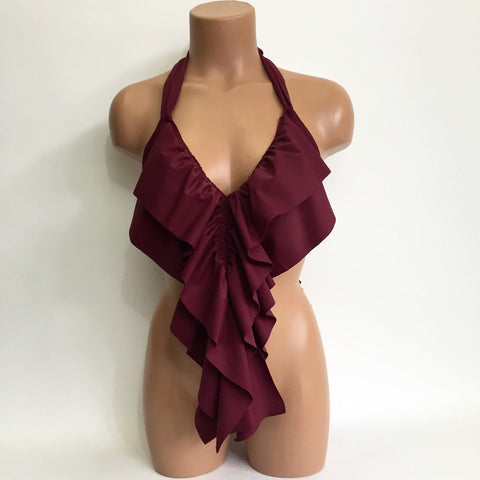 Long Ruffle Bathing Suit Top MORE COLORS