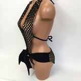 Women's One Piece Sexy Black Mesh Bathing Suit