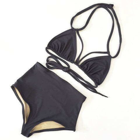 Women's Strappy High waist swimsuit, vintage style bathing suit, MORE COLORS