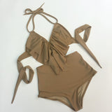 Women's High Waisted Bathing Suit & Ruffle Top